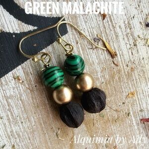 Alquimia Elegant Green Malachite Earrings